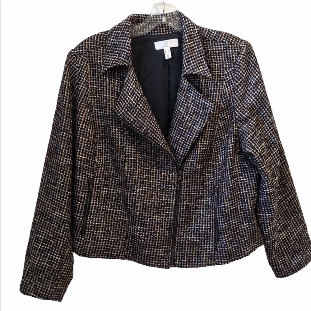 Penningtons Black and White Tweed Zip-Front Jacket